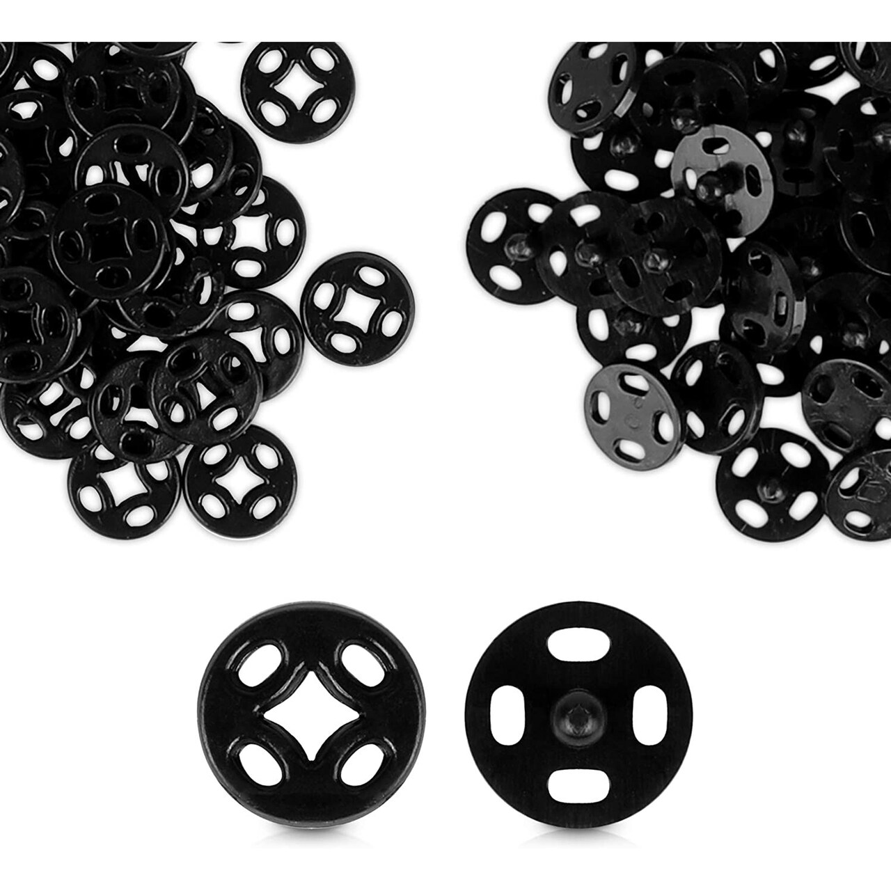 Black Sew-On Snap Buttons, Sewing Supplies for Crafts (0.39 in
